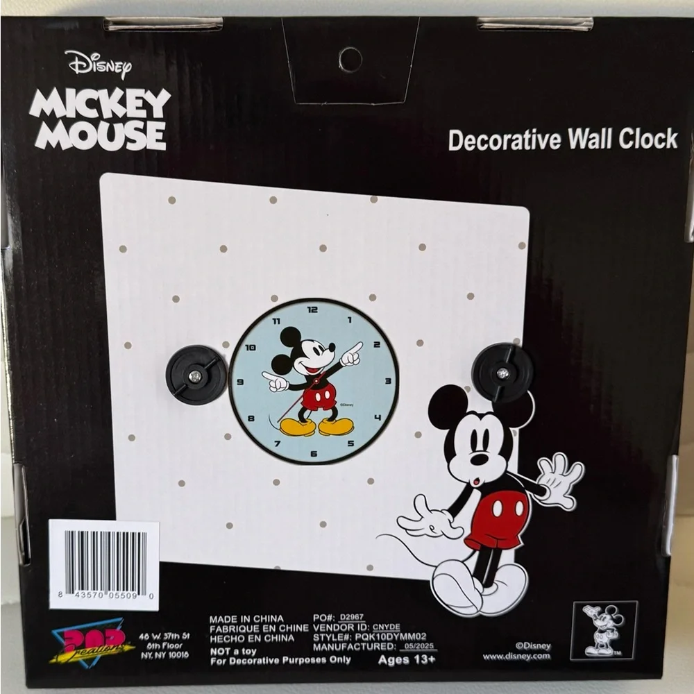 POP Creations Disney Mickey Mouse Wall Clock - Black, Red, and Yellow